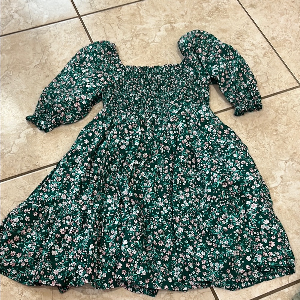 Crown & Ivy Tween Green and Pink Floral Green Kids Dress
